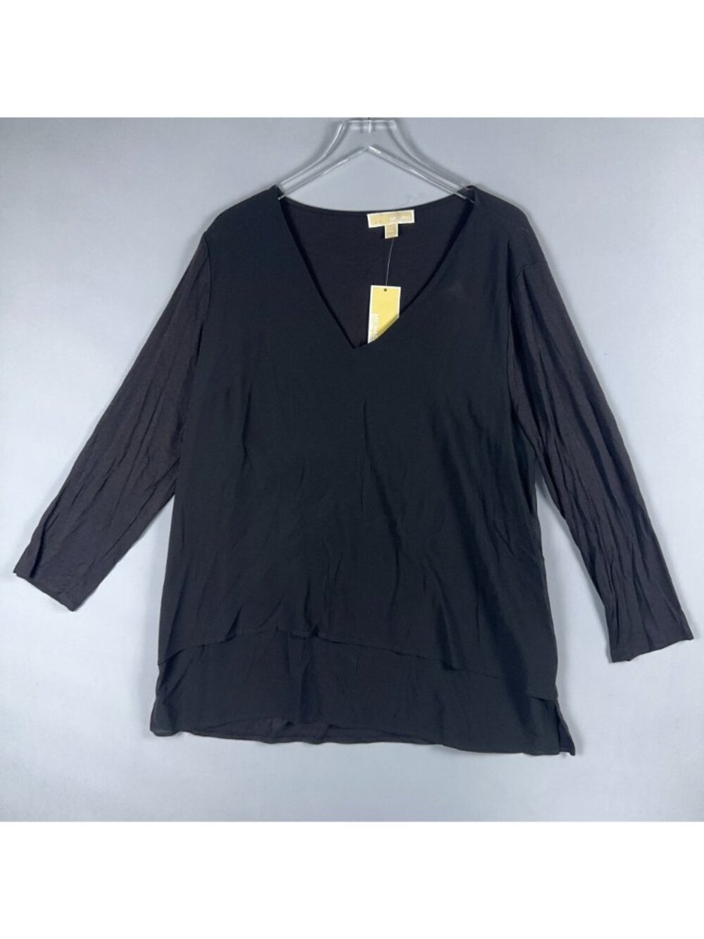 Michael Kors Tunic Top Size XXL Black V Neck Layered Long Sleeve Was $68 - Picture 5 of 12